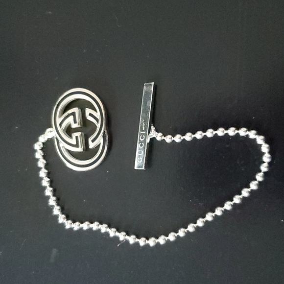 Gucci Interlocking GG Black/Silver 925 Women's Toggle Bracelet - EUC - Picture 8 of 11